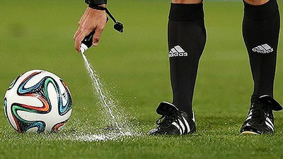 FIFA referees are using a vanishing spray during the World Cup, the first time it has been used at the senior international level. Credit: NESN.